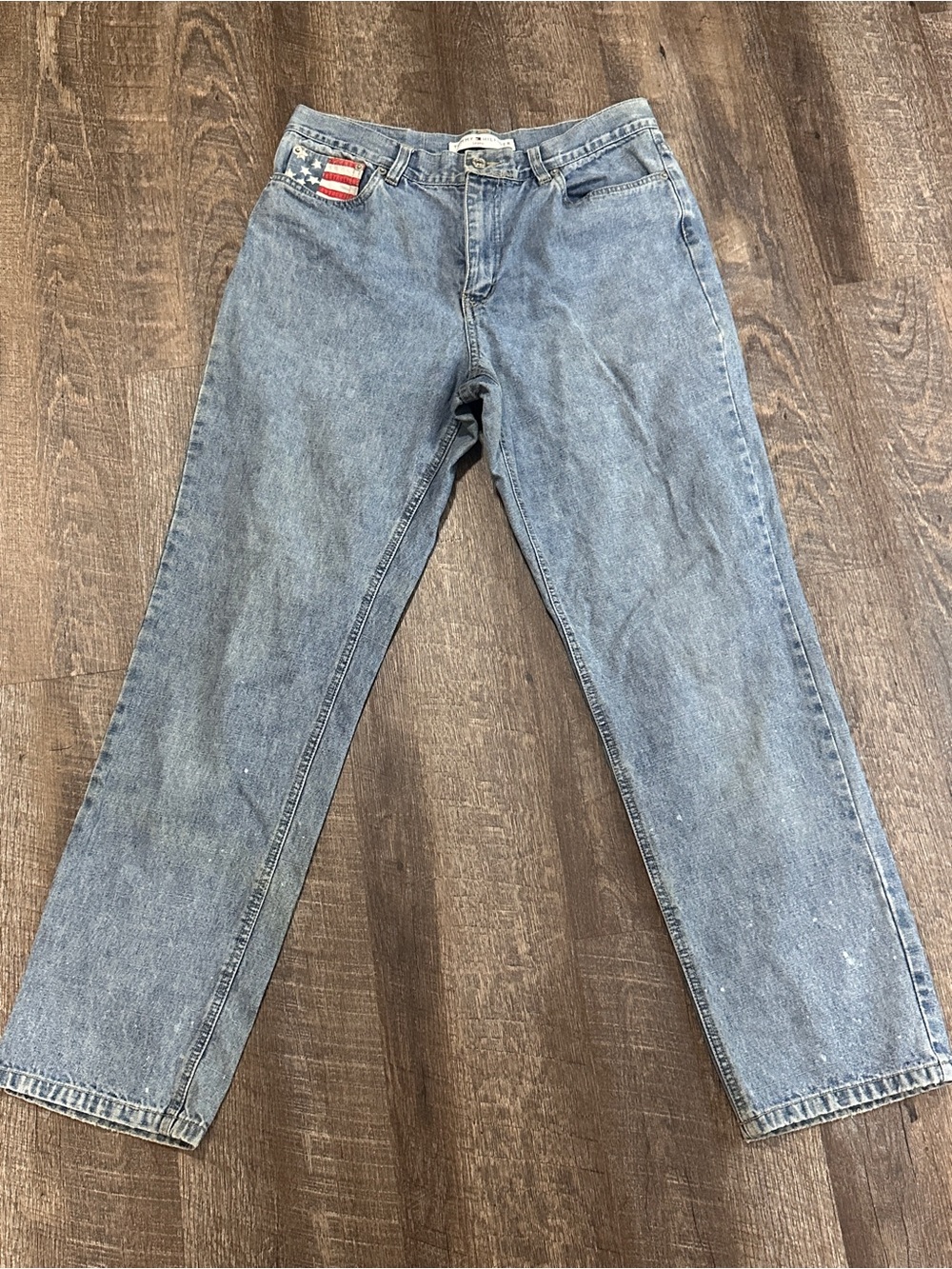 Tommy Hilfiger Women’s Straight Leg Jeans American Flag Pocket Accent Size 10